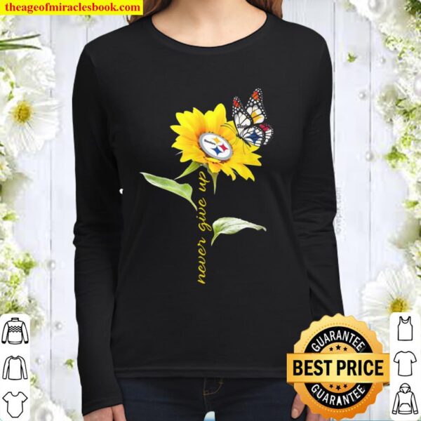 Sunflower And Butterfly Kansas City Chiefs Football Never Give Up Women Long Sleeved
