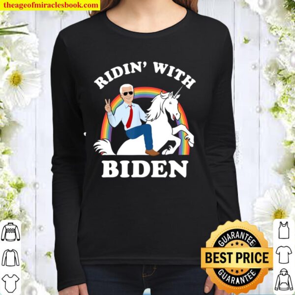 Unicorn Ridin_ With Biden Funny Joe Biden 2020 Women Long Sleeved