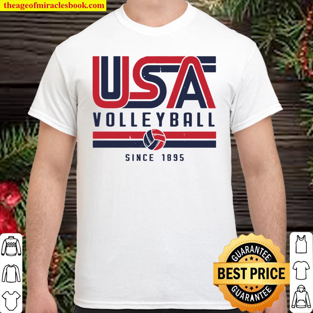 Usa Distressed Effect Classic Volleyball Design Red And Blue Pullover shirt
