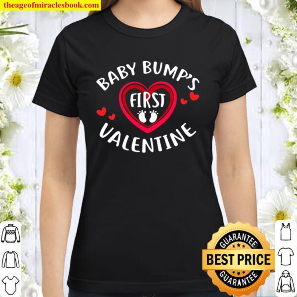 Valentine Baby Bump Shirt First Valentine Pregnancy Classic Women T-Shirt