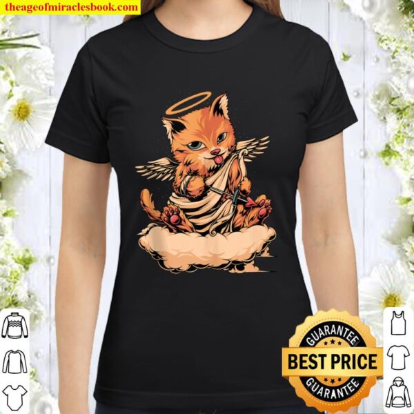Valentine Cat Lover Valentine_s Day Kitten Cupid Cat Classic Women T-Shirt