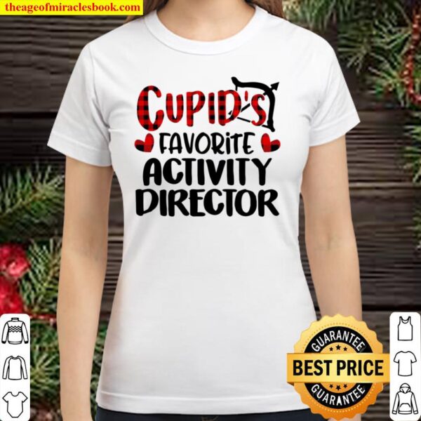 Valentine Day Cupid Favorite Activity Director Buffalo Plaid Classic Women T-Shirt