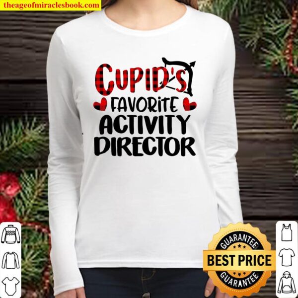 Valentine Day Cupid Favorite Activity Director Buffalo Plaid Women Long Sleeved