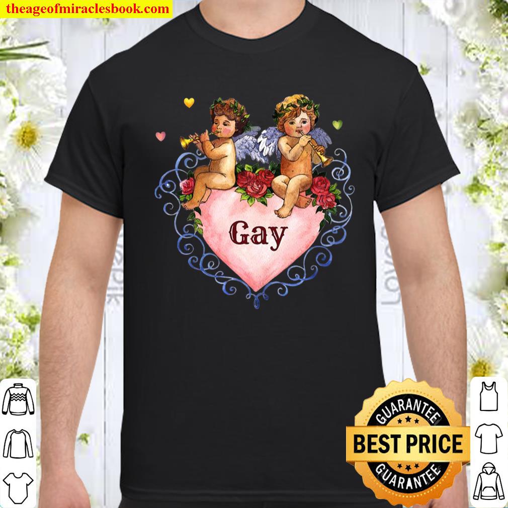 Valentine Gay Angel Cherub Heart Coming Out Pride shirt