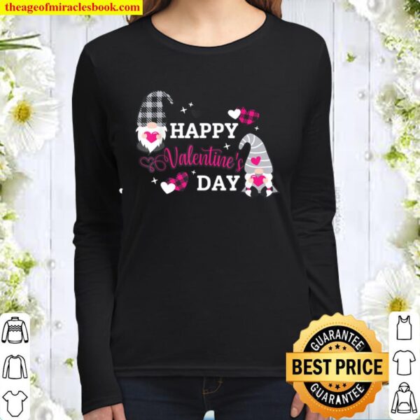 Valentine Gnomes Holding Hearts Valentine_s Day Gnome Love Women Long Sleeved