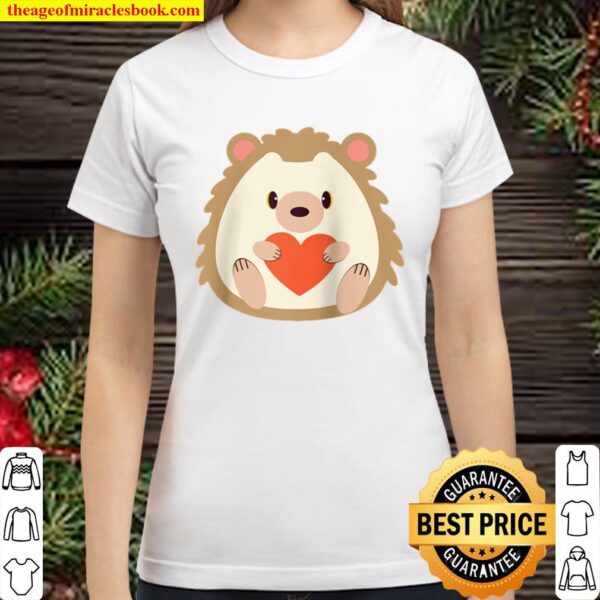 Valentine Hedgehog Holding Heart Valentine_s Day Hedgehog Raglan Baseb Classic Women T-Shirt