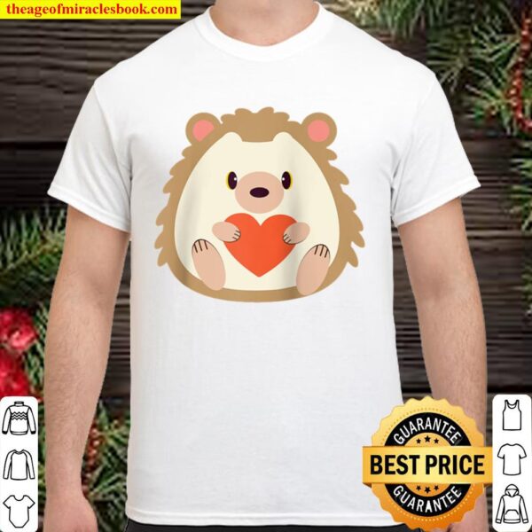 Valentine Hedgehog Holding Heart Valentine_s Day Hedgehog Raglan Baseb Shirt