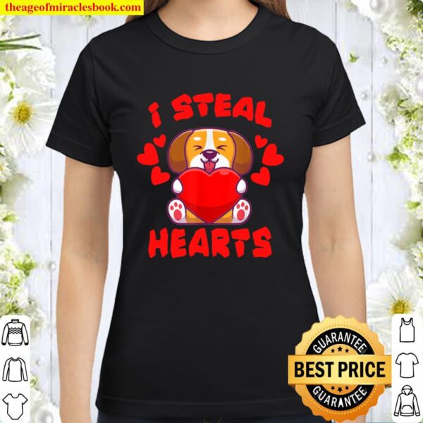 Valentine Shirt I Steal Hearts Puppy and dogs lovers Classic Women T-Shirt