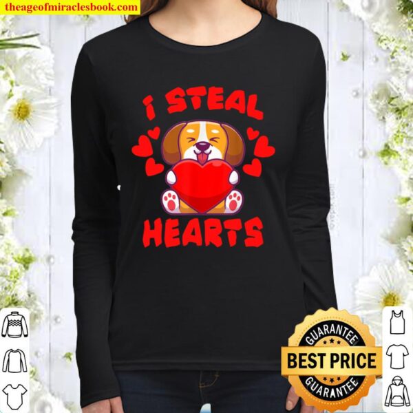 Valentine Shirt I Steal Hearts Puppy and dogs lovers Women Long Sleeved