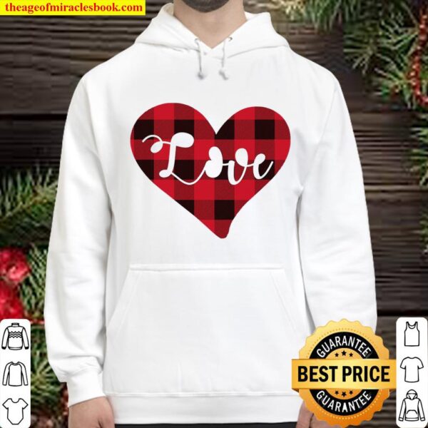 Valentine’s Day Buffalo Plaid Check Pattern Love Heart Hoodie