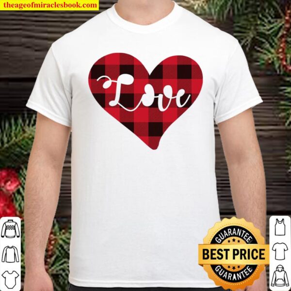 Valentine’s Day Buffalo Plaid Check Pattern Love Heart Shirt