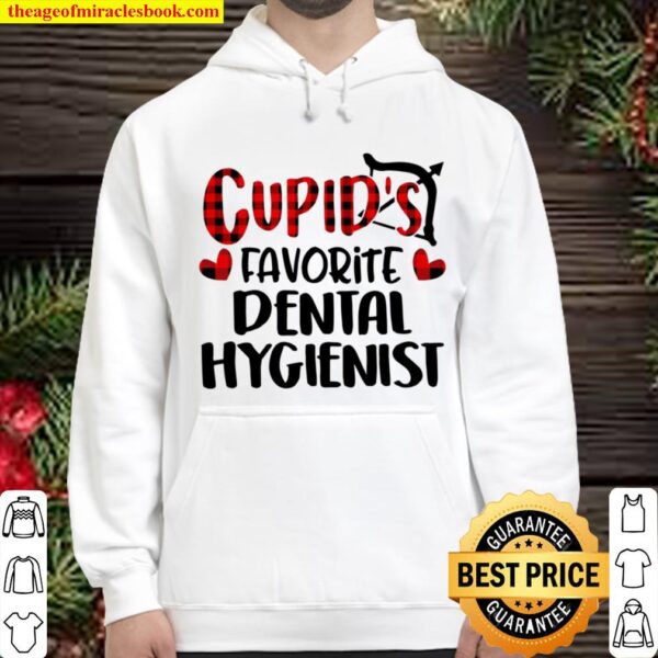 Valentines Day Cupid Favorite Dental Hygienist Buffalo Plaid Hoodie