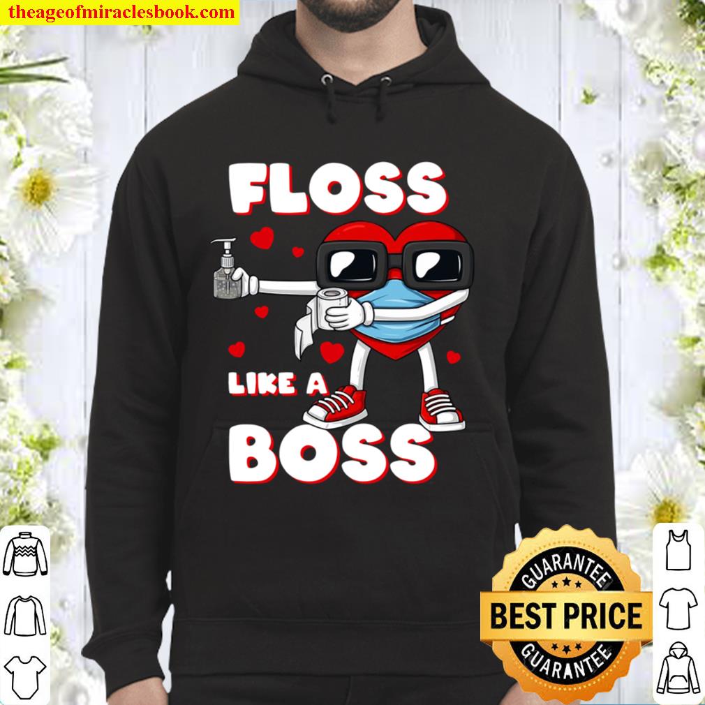 Valentines Day Floss Like A Boss Heart In A Mask Boys Kids Hoodie