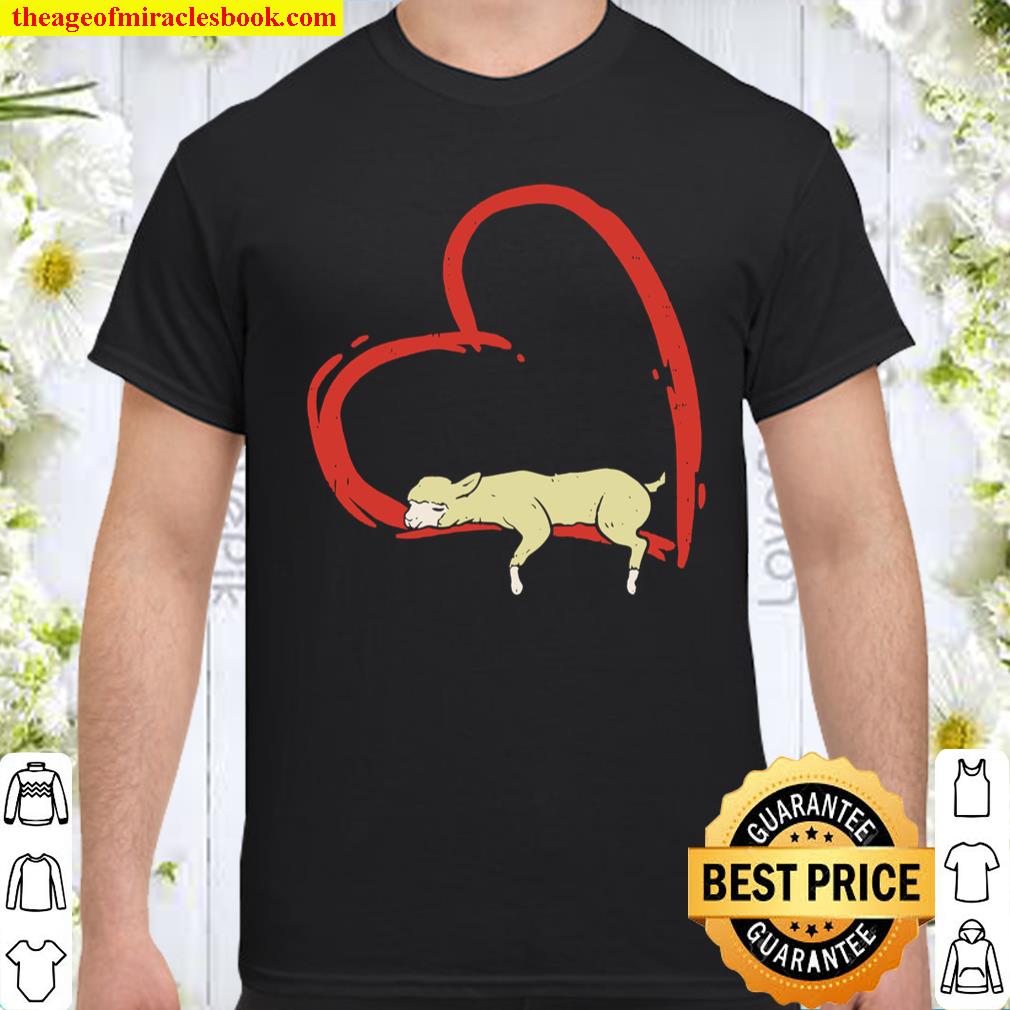 Valentines Day Shirt Cute Heart Llama Sleeping Animal Gift shirt