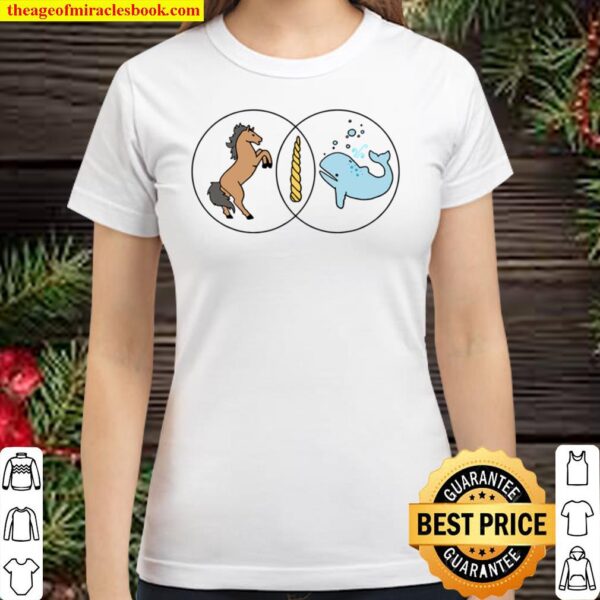 Venn Diagram Unicorn Narwhal Same Difference Graphic Classic Women T-Shirt