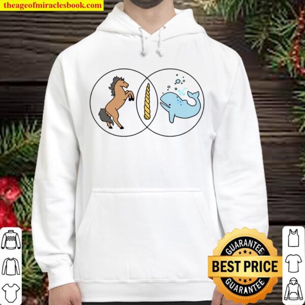 Venn Diagram Unicorn Narwhal Same Difference Graphic Hoodie