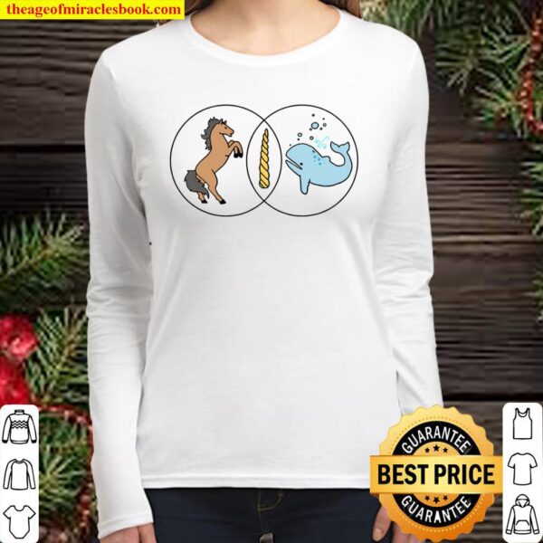Venn Diagram Unicorn Narwhal Same Difference Graphic Women Long Sleeved