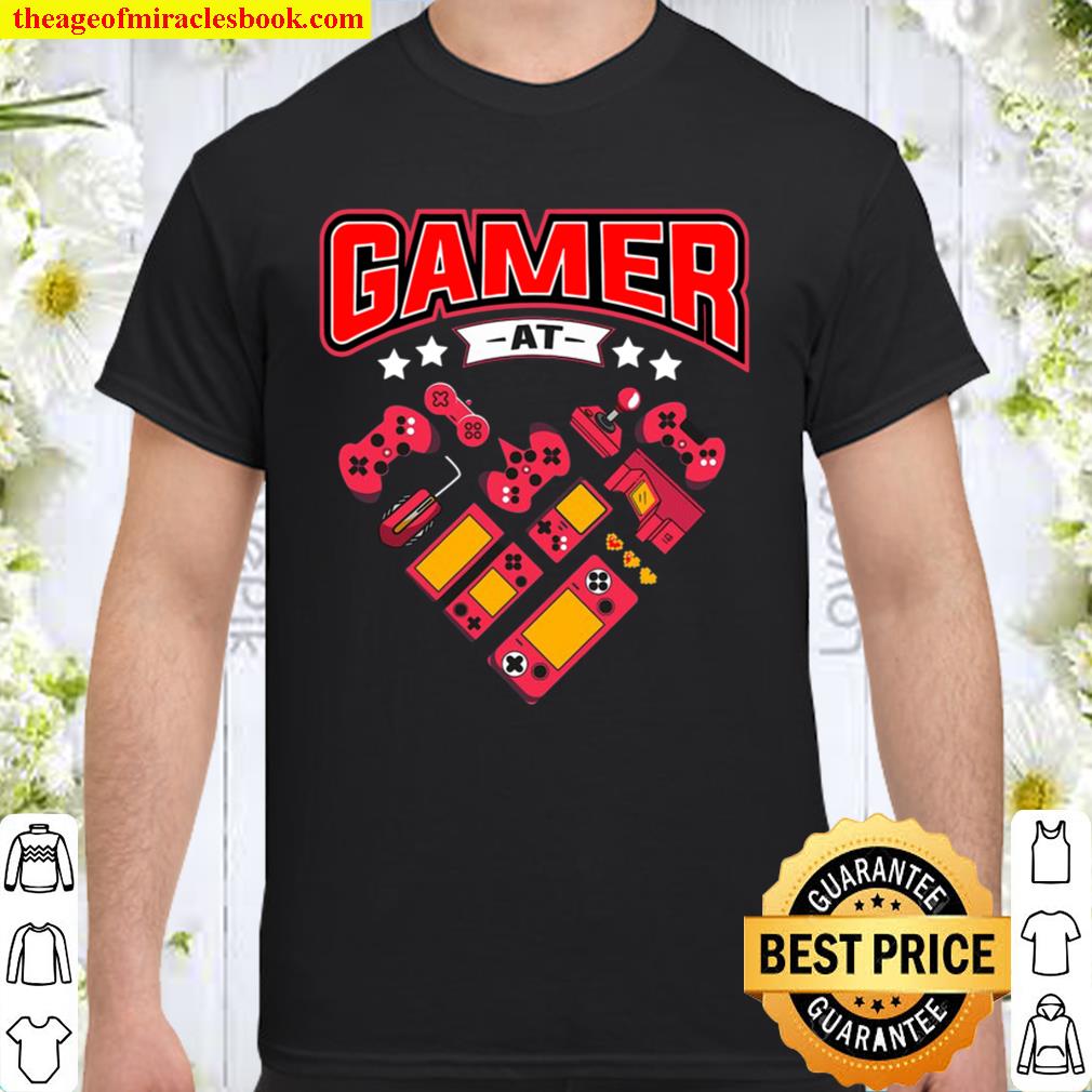 Video Gamer At Heart Gift Mens Boys Valentines Day new Shirt, Hoodie, Long Sleeved, SweatShirt