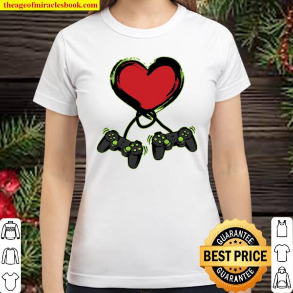 Video Gamer Heart Controller Valentine’s Day Kids Boys Classic Women T-Shirt