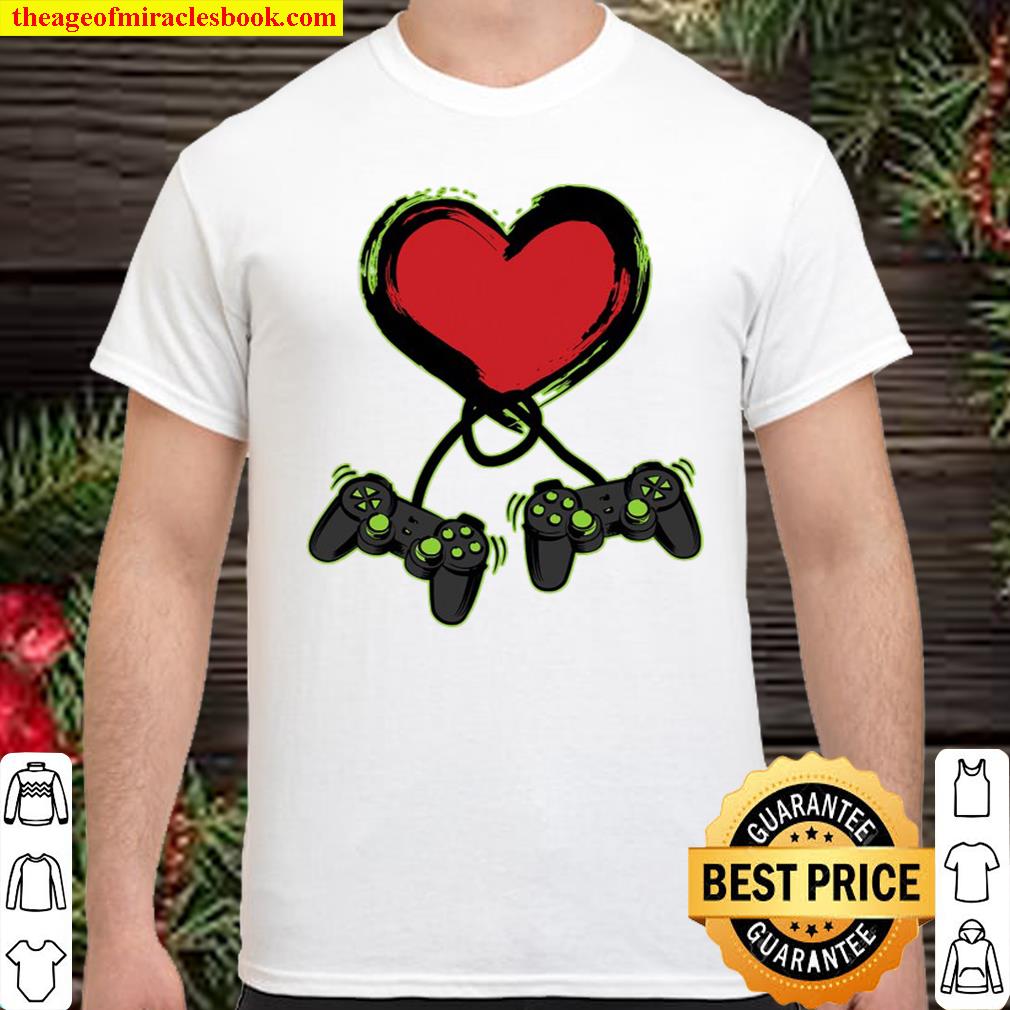 Video Gamer Heart Controller Valentine’s Day Kids Boys shirt