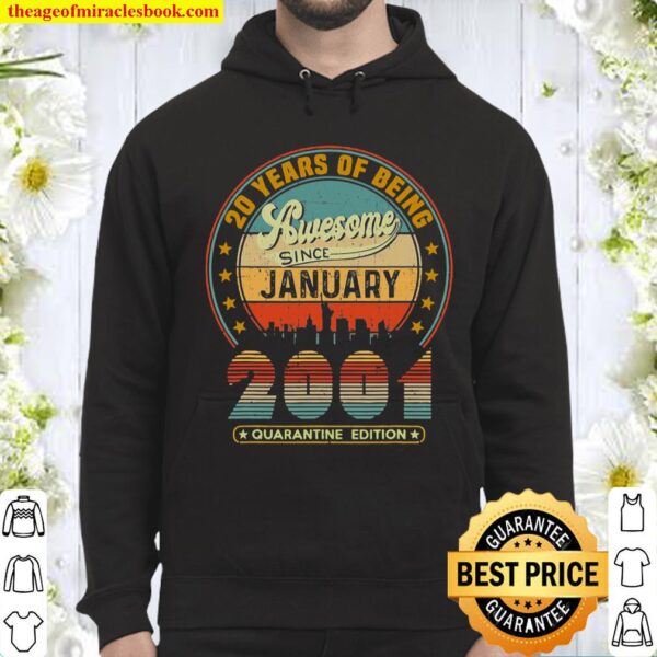 Vintage Born January 2001 20Th Birthday 20 Years Old Gifts Hoodie
