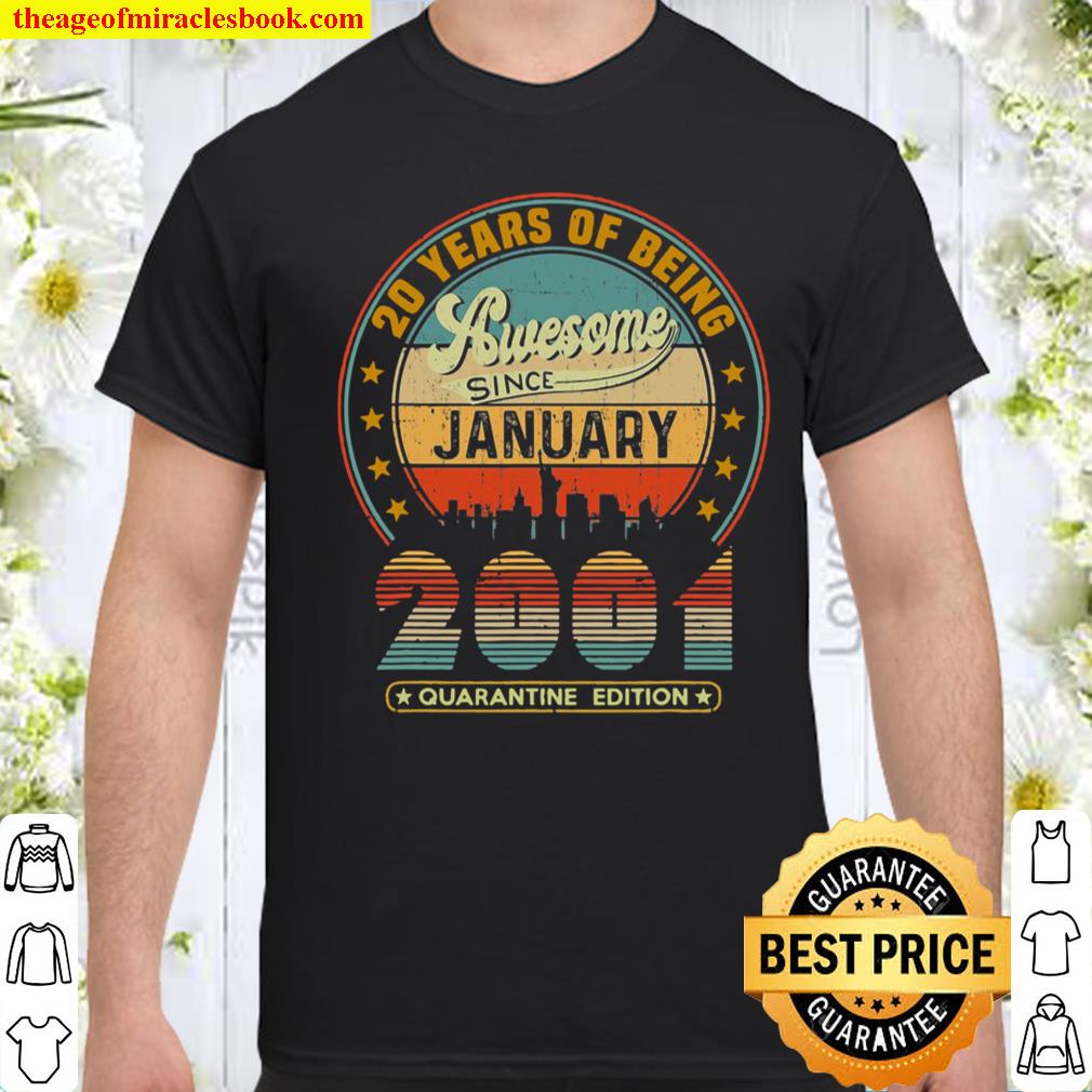 Vintage Born January 2001 20Th Birthday 20 Years Old Gifts Shirt
