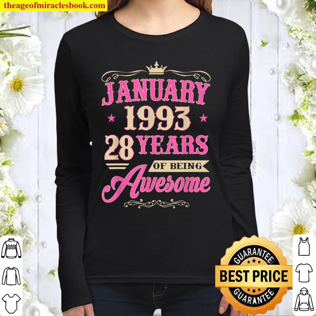 Vintage January 1993 28th Birthday Gift Being Awesome Women Long Sleeved