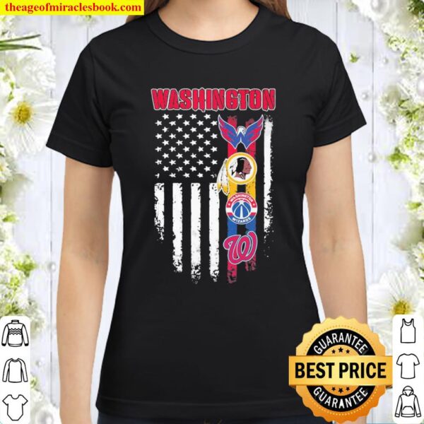 Washington Redskins Logo Team Football American Flag Classic Women T-Shirt