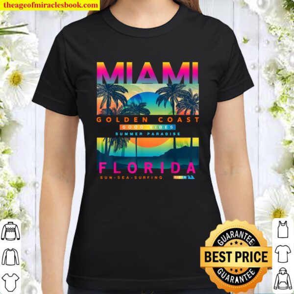 Wear Miami Florida, Miami Colorful Sunrise Classic Women T-Shirt