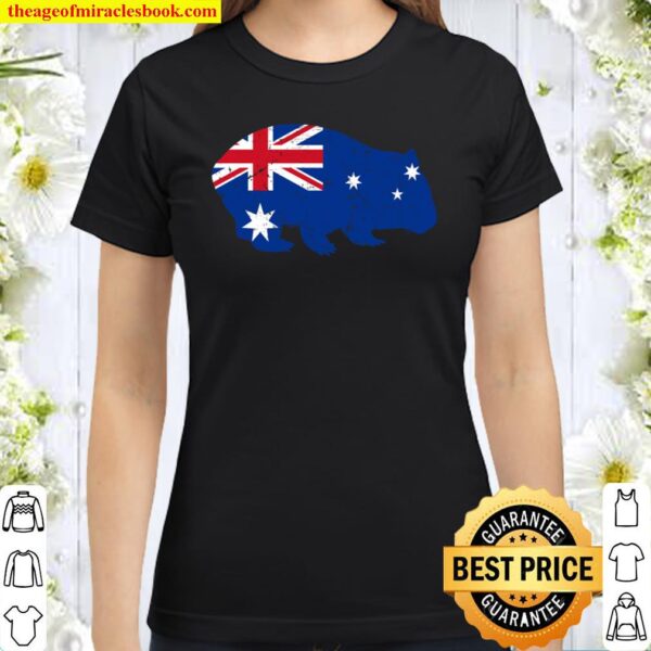 Wombat Australien Flagge Australia Day Retro Vintage Langarmshirt Classic Women T-Shirt