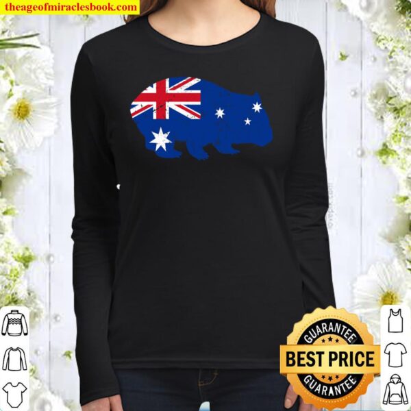 Wombat Australien Flagge Australia Day Retro Vintage Langarmshirt Women Long Sleeved
