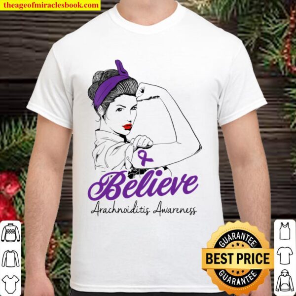 Womens Arachnoiditis Warrior Unbreakable Purple Ribbon Support Gift V- Shirt