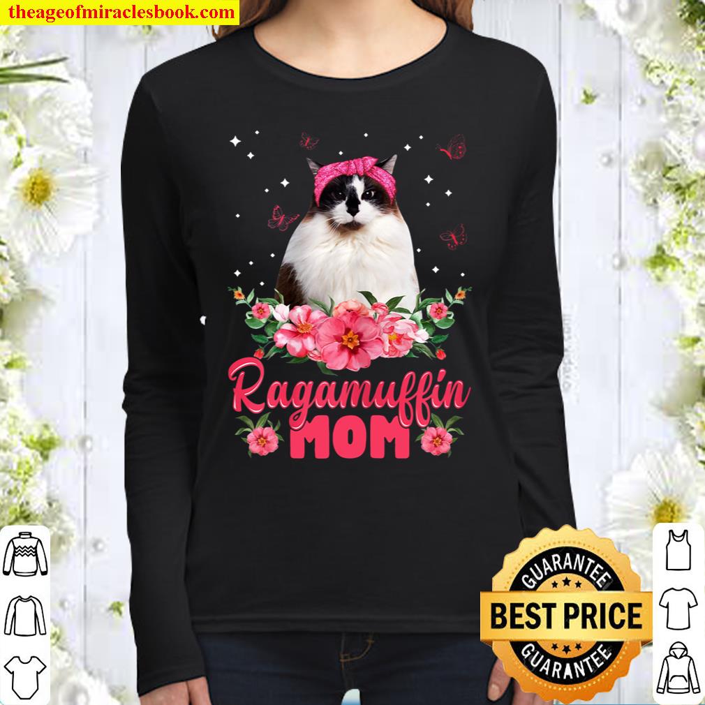 Womens Cat Mom Mother_s Day Gifts Flowers Ragamuffin Mom Women Long Sleeved
