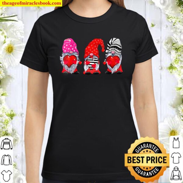 Womens Gnome Valentines Day Shirt For Women Gifts Gnome Valentine Classic Women T-Shirt