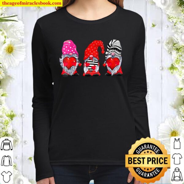 Womens Gnome Valentines Day Shirt For Women Gifts Gnome Valentine Women Long Sleeved