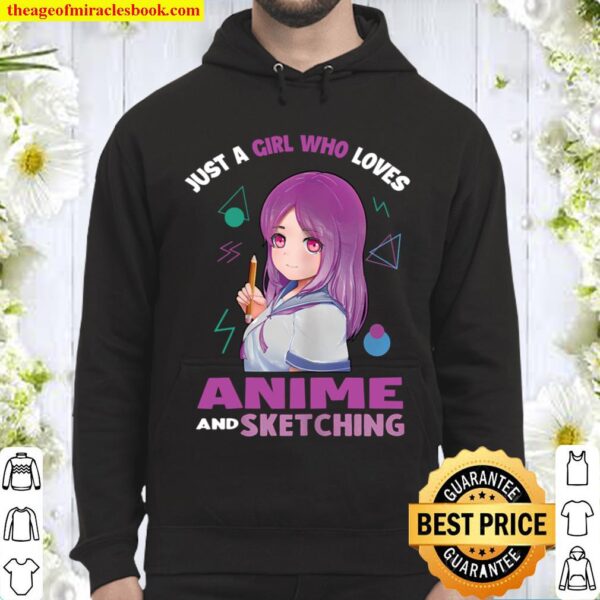 Womens Just A Girl Who Loves Anime and Sketching Anime Gift Hoodie