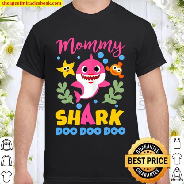 Womens Mommy Shark Gift Cute Baby Shark Family Matching Outfits Shirt
