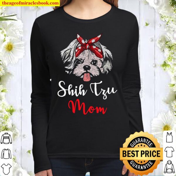 Womens Shih Tzu Mom Tee Mama Mother Dogs Pet Lover Mother’s Day Women Long Sleeved