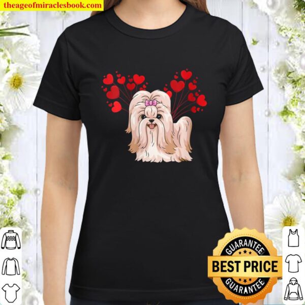 Womens Shih Tzu Valentines Day Shirt Cute Dog Valentine Gift Classic Women T-Shirt