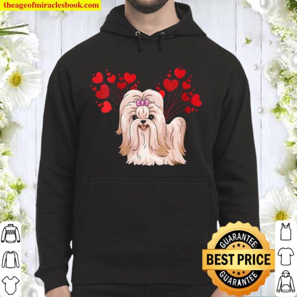 Womens Shih Tzu Valentines Day Shirt Cute Dog Valentine Gift Hoodie
