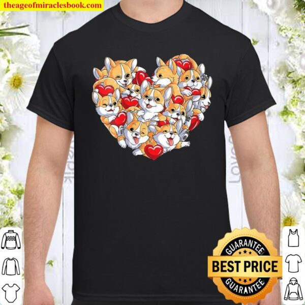 Womens Valentines Day Corgi Heart Dog Shirt