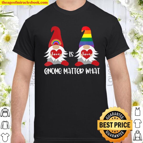 Womens Valentine’s Gay Pride Month Rainbow Gnome Gift Lgbqt Shirt