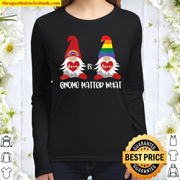 Womens Valentine’s Gay Pride Month Rainbow Gnome Gift Lgbqt Women Long Sleeved