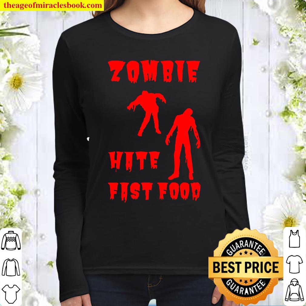 Zombie Hates Fast Food Women Long Sleeved