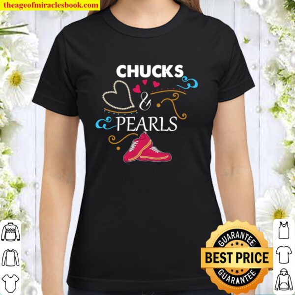 chucks and pearls valentine mum and daughter Classic Women T-Shirt