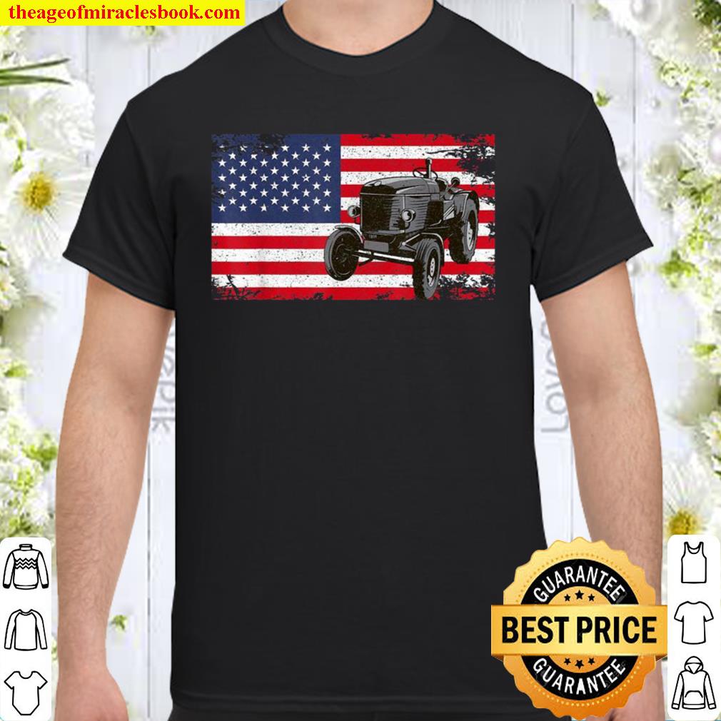 American Flag Farm Tractor Vintage for Patriotic Farmers hot Shirt, Hoodie, Long Sleeved, SweatShirt