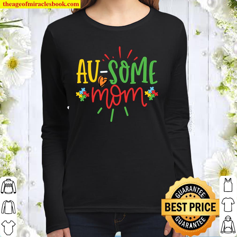 Au-Some Mom Graphic for Mother of Autistic Child Autism Women Long Sleeved