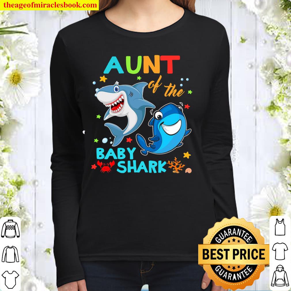 Aunt Of The Baby Shark Birthday Aunt Shark Women Long Sleeved