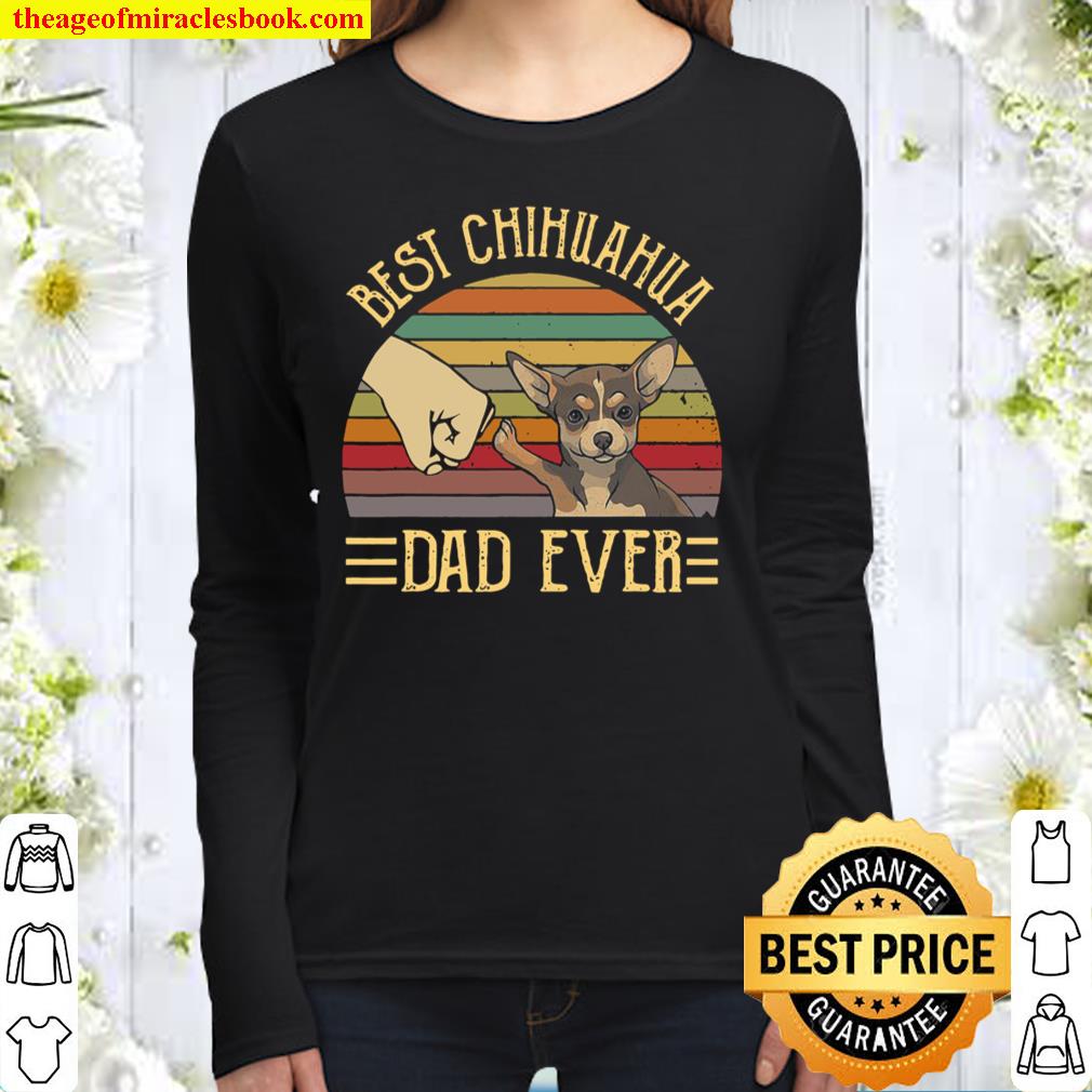 Best Chihuahua Dad Ever Retro Vintage Sunset Women Long Sleeved