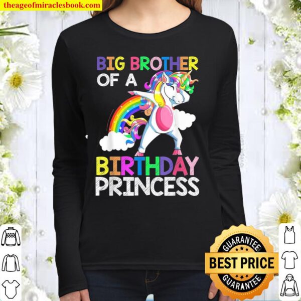 Big Brother Of The Birthday Princess Unicorn Rainbow Women Long Sleeved